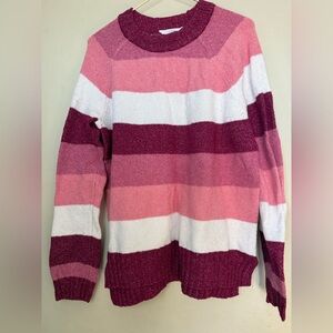 Time and Tru Women's Sweater in Pink and White Stripes